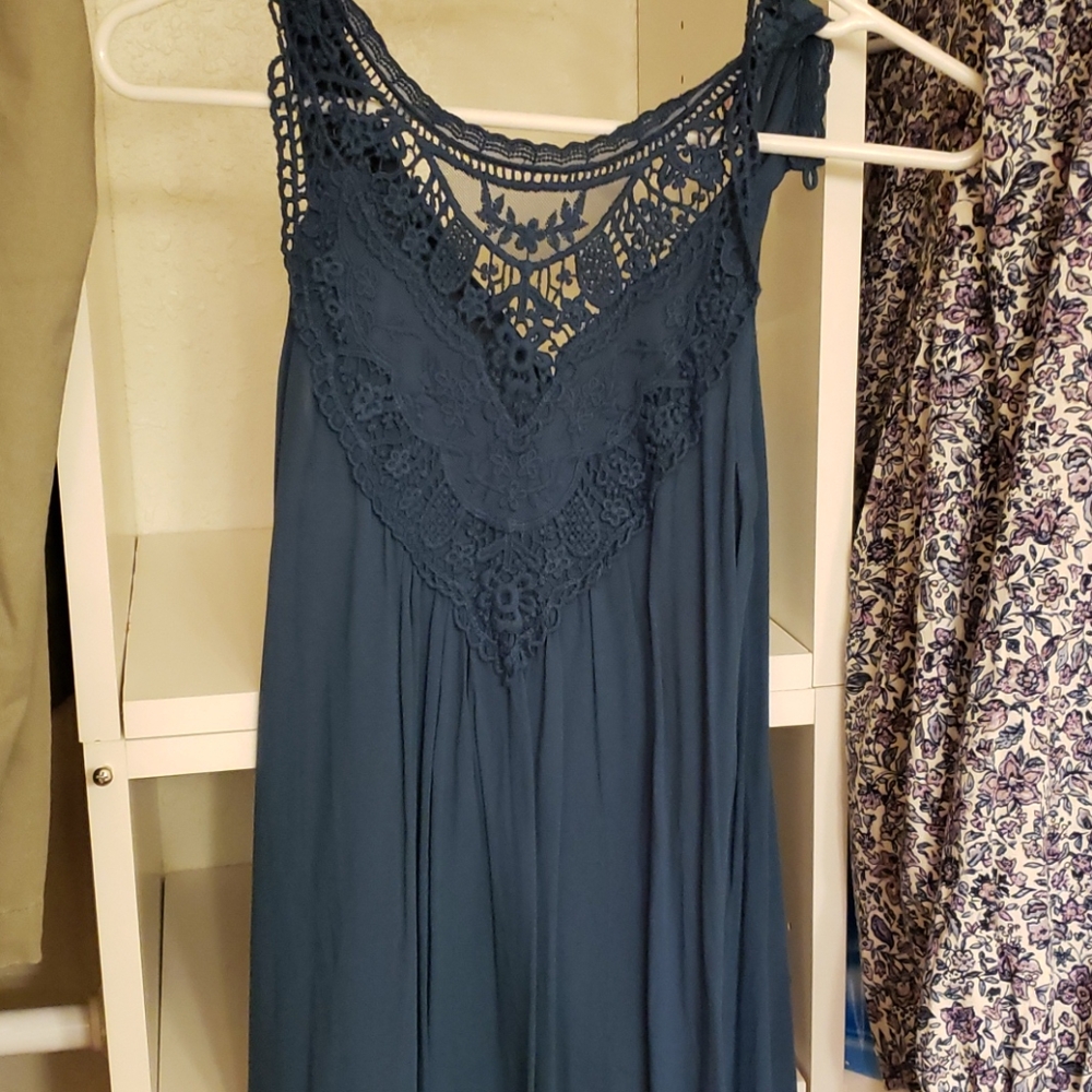 Blue lace top dress